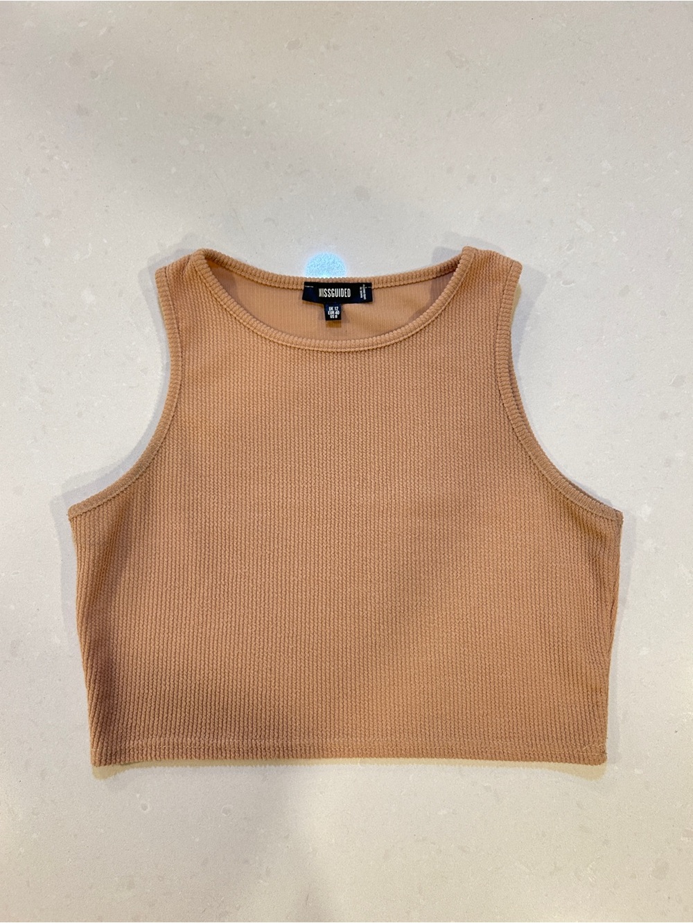 Missguided Tan Ribbed Cropped Tank Top